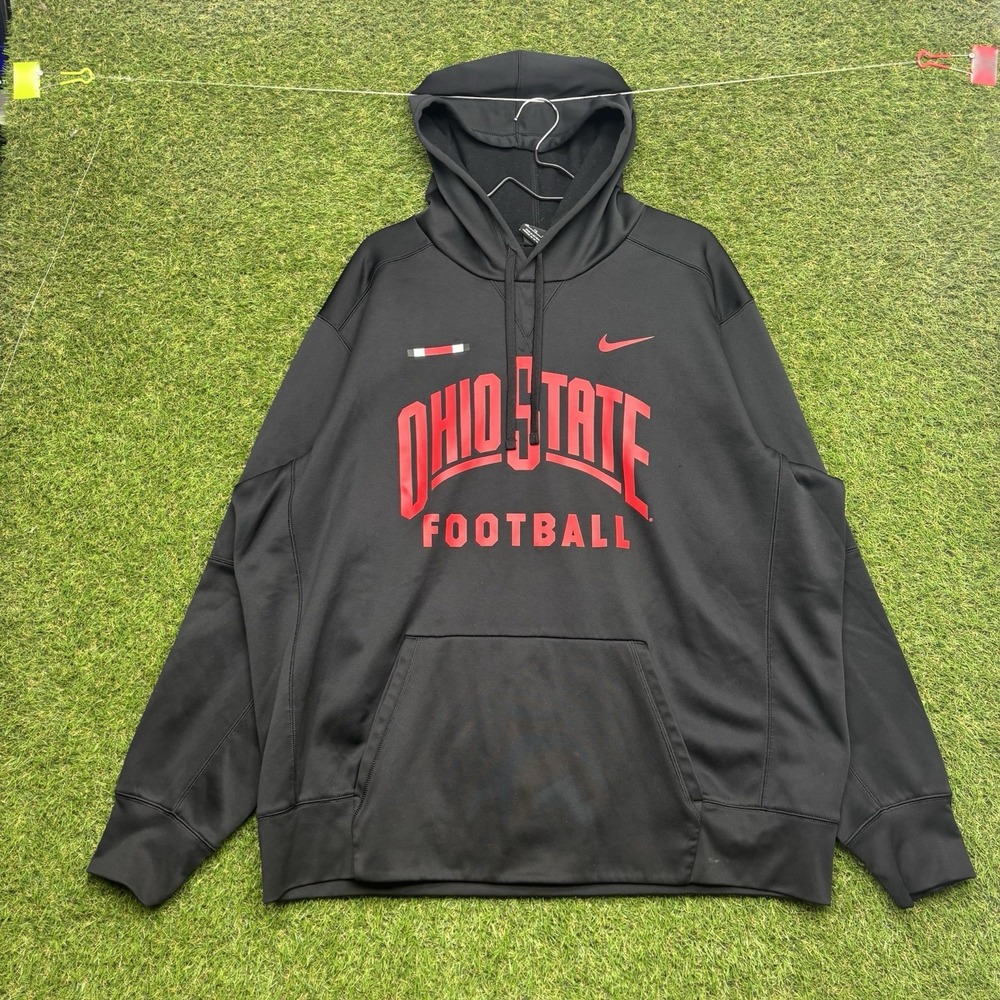 Nike Ohio State Buckeyes Hoodie Mens 2XL Therma Fit Sweatshirt Black OSU